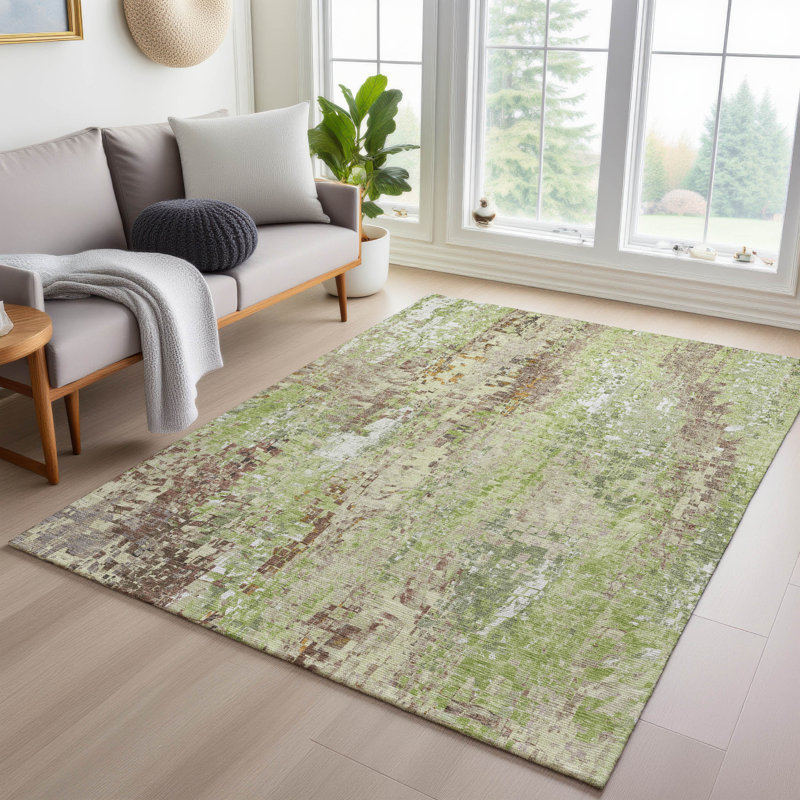 Machine Washable Indoor/Outdoor Millner ACN2254 Abstract Rug, Rectangle 3' x 5'