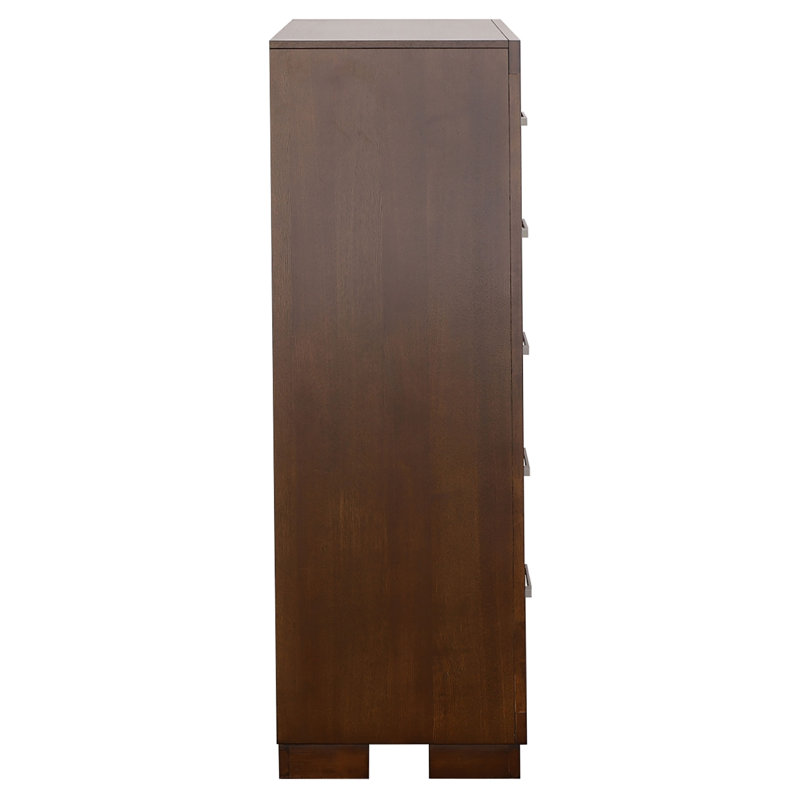 Commode 5 tiroirs Bernida Cappuccino, Cappuccino / argent