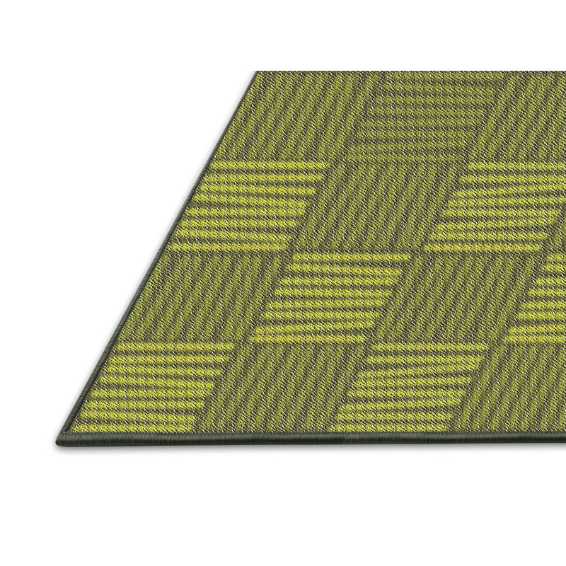 Tapis à motif géométrique vert, Rectangle 5 pi x 7 pi