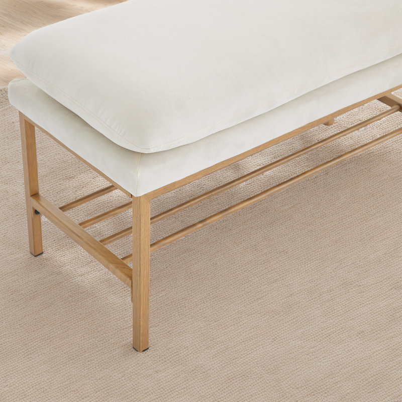 End Of Bed Bench With Shelf, Beige