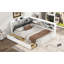 Lit plateforme en bois avec tête de lit, tablettes et 2 tiroirs-804465462