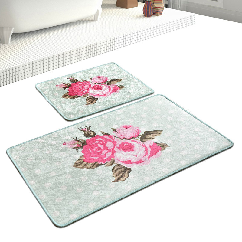 Ensemble de tapis de bain antibactérien (2 pièces), 100% polyester, 19,7 po x 23,6 po et 23,6 po x 39,4 po | Sous-tapis antidérapant, hauteur des poils: 0,4 po | Lavable à la machine, doux et durable, idéal pour la sécurité et le confort de la salle de bain
