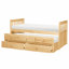 Lit gigogne simple avec tiroirs de rangement et finition en pin naturel, idéal pour une chambre de jeunes, poids de 300 lb, lit superposé de style transitionnel moderne, sans fondation