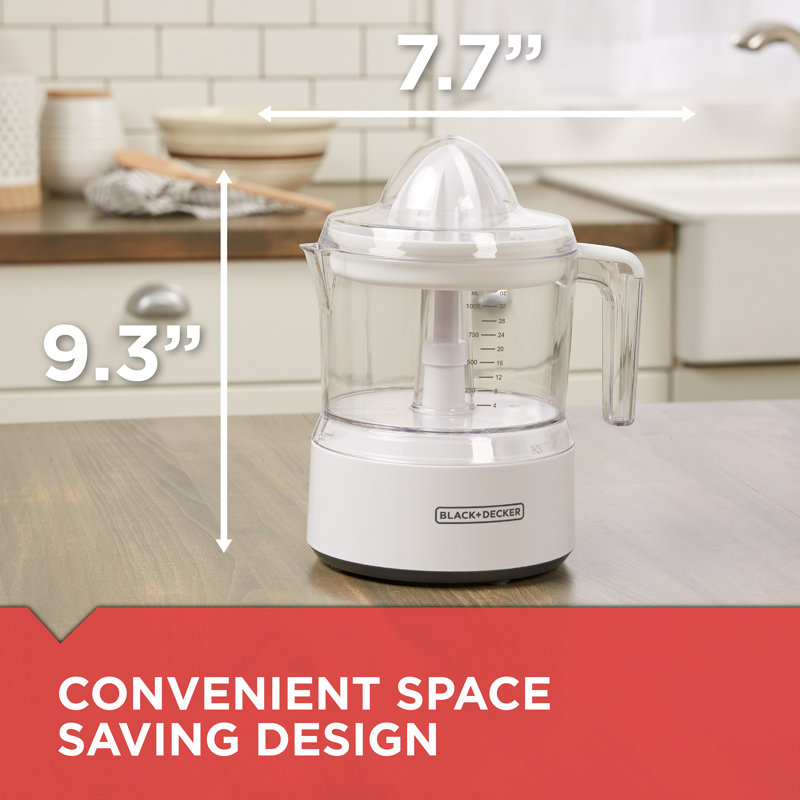NOIR + DECKER 32 oz Presse-agrumes électrique avec cône auto-inverseur et contrôle de la pulpe réglable