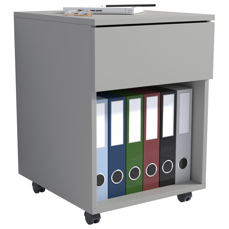 Remedios 39cm Wide File Cabinet, Grey/Brown/Blue, 45cm H x 39cm W x 55cm D