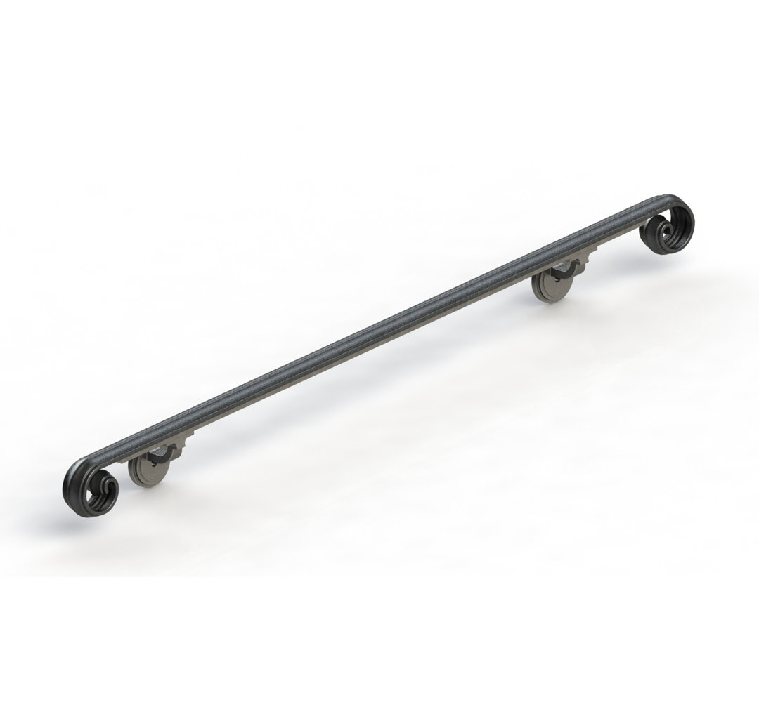 Scroll Wrought Iron Handrail Arc and Hammer Size: 84" H