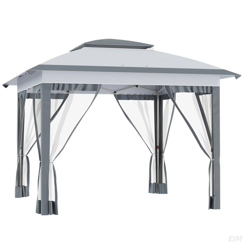 Pop Up Canopy Tent With Netting And Carry Bag, Instant Sun Shelter With 137 Sq.Ft Shade, Tents For Parties, Height Adjustable (Canopy)