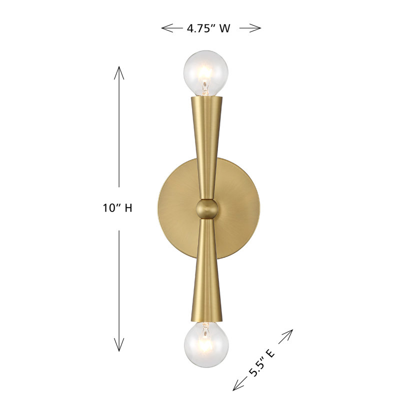 Waltner 2-Light Wall Sconce in Brass, Brass