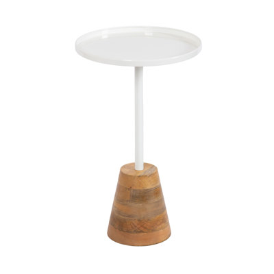 Lodia Round Wood and Metal End Table