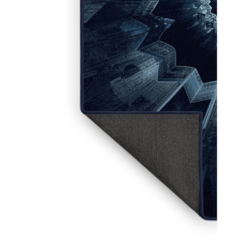 Tapis bleu moelleux moelleux Art Deco, Rond 3 pi