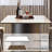 Home rectangular white rock plate dining table set-106609633