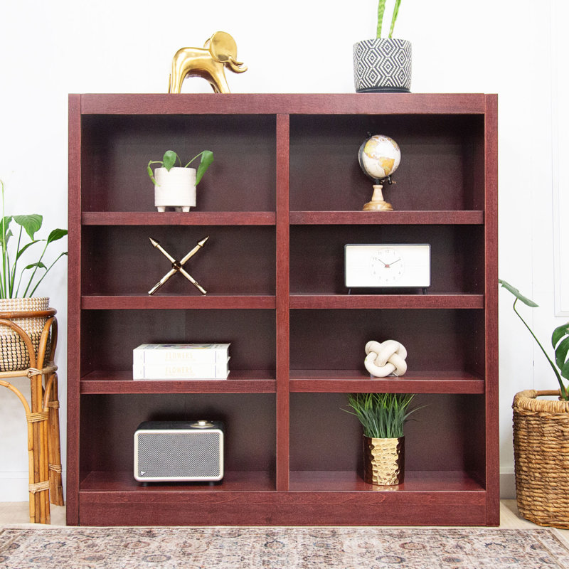 Backacre Double Wide Wood Bookcase, 8 Bookshelf,  48 inch Tall Storage and Display Bookshelf for Home Office and Living Room