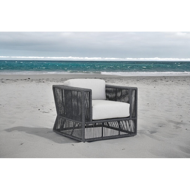 Milano Outdoor Lounge Chair, Dupione Celeste Sunbrella®, Gray