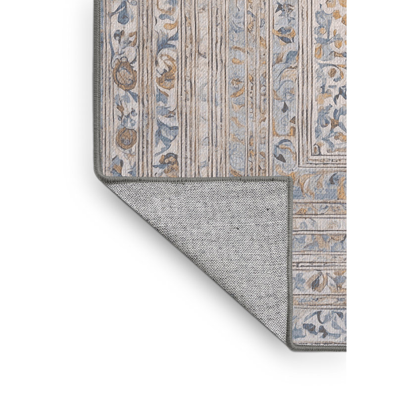 Machine Washable Gray Area Rug, Square 5'