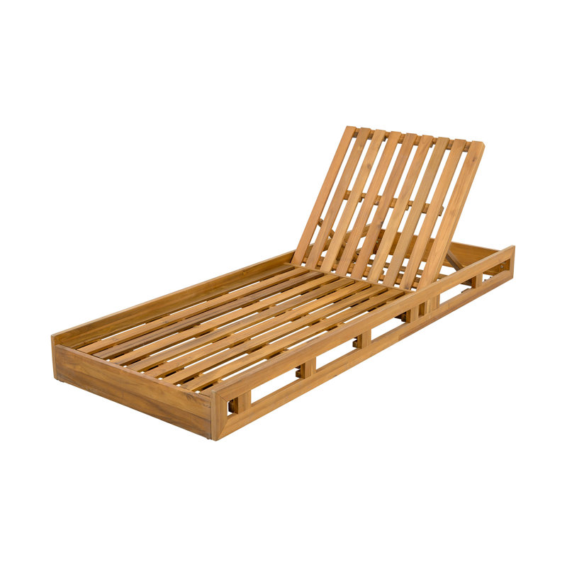Christopher Knight Home 28.75" W x 79" D x 34" H Solid Acacia Wood Reclining Outdoor Chaise Lounge with Water-Resistant Cushions