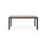 Table de salle à manger industrielle moderne avec plateau en bois d'acacia et structure en métal thermolaqué pour une salle à manger élégante et durable.