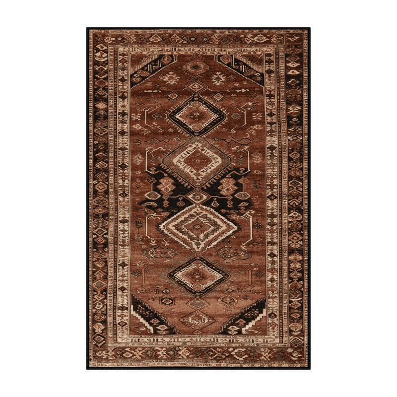 Tapis brun turc lavable à la machine, Rectangulaire 8 pi x 10 pi