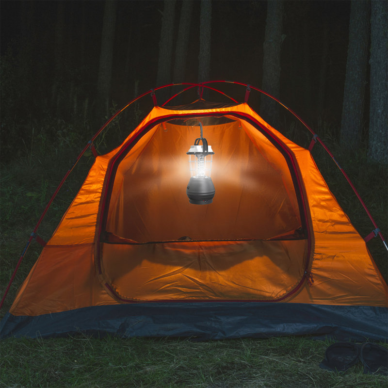 Black Solar Powered LED Camping Lantern with Hand Crank
