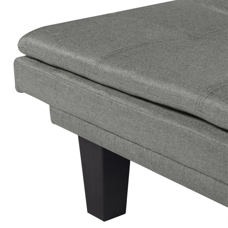 Canapé-lit simple à dossier capitonné de 63,4 po de largeur, Polyester gris foncé