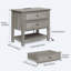 Ensemble de commode de chambre 2 pièces - commode 6 tiroirs et table de chevet 2 tiroirs l 26,7 "avec station de charge et tablette ouverte, gris délavé