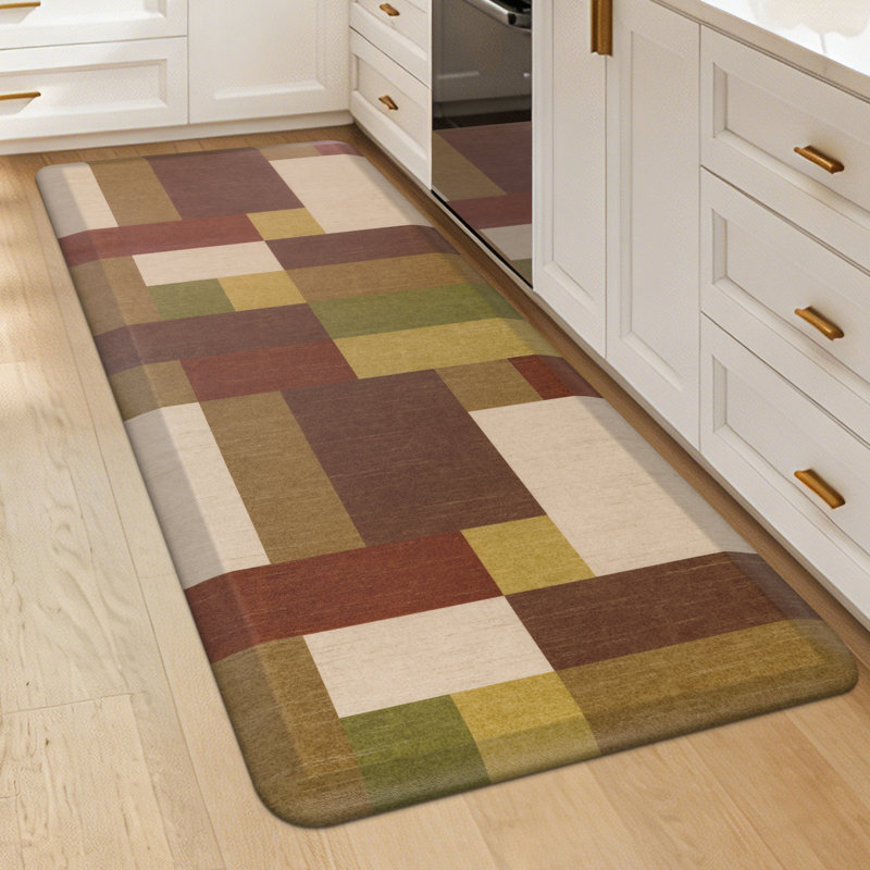 Tapis de cuisine antidérapant, Tapis de couloir 22 po x 54 po, Rouge / noir / ocre