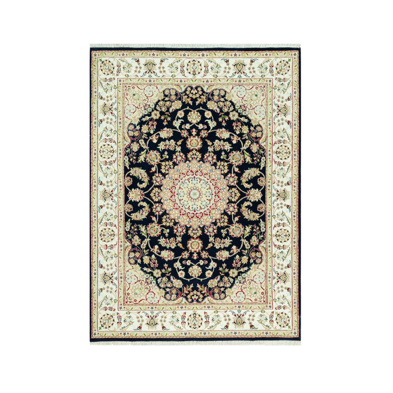 Tapis rectangulaire en laine nouvel âge unique 5 pi x 7 pi Burham Bleu