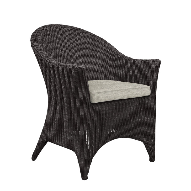 Cape Cod Patio Dining Chair with Cushion (Set of 2), Fog, Cape Cod Black