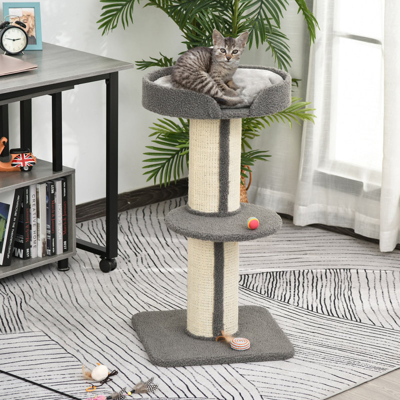 Tucker Murphy Pet 36" Cat Tree Multi-Level Kitty Tower With Sisal Mat Scratching Post, Cat Bed, Cushion, Perch, Grey