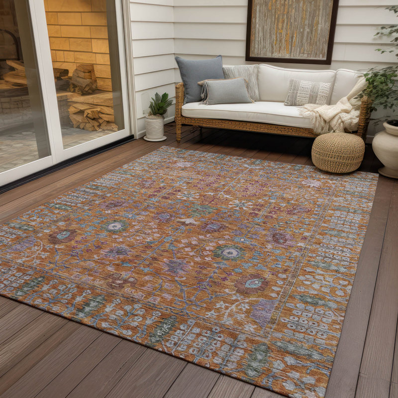 Machine Washable Indoor/Outdoor Kaczor ACN2231 Global Rug, Rectangle 10' x 14'