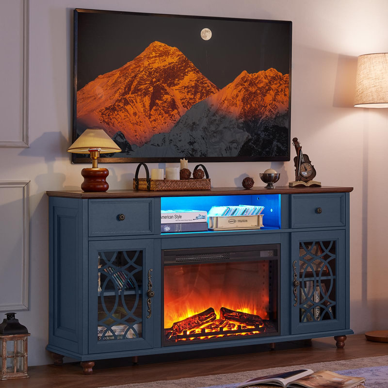 Meuble télé Farmhouse, Bleu/brun
