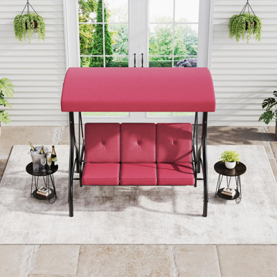 Convertible 3-Seat Porch Swing with Stand, Adjustable Canopy, 800 lbs Capacity for Garden Backyard