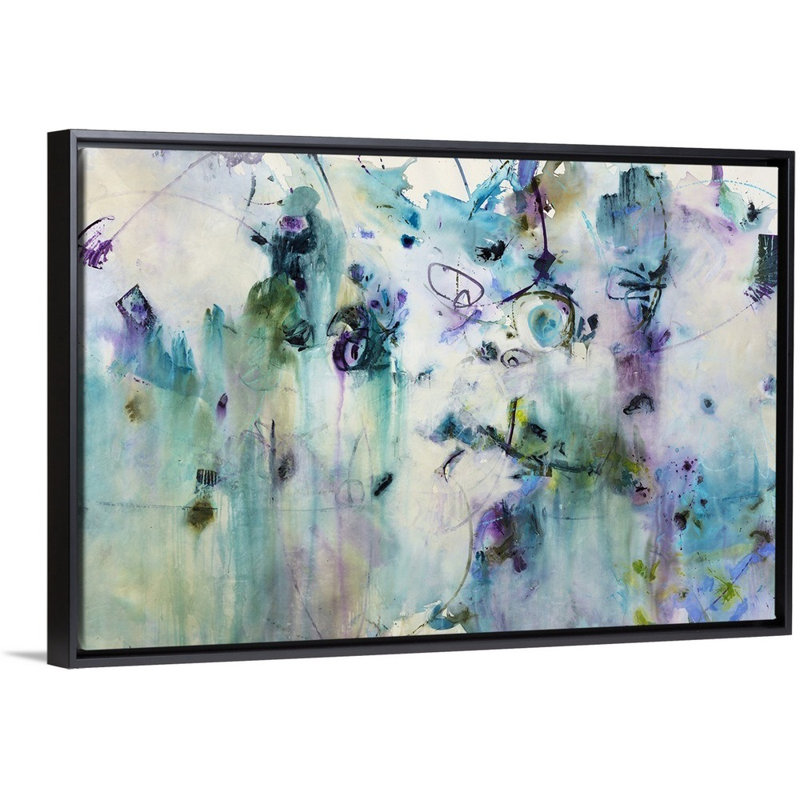 « valse sentimetale », peinture sur toile, Cadre flottant noir, H 17,7 po x l 25,7 po x p 1,75 po