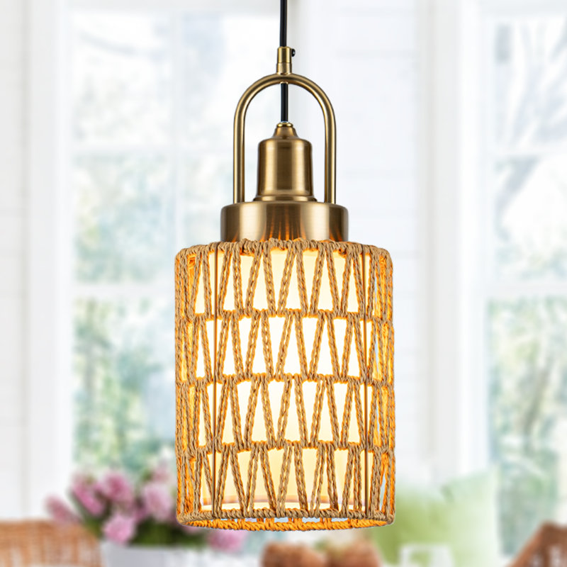 Luminaire suspendu moderne en lin tissé à la main Boho