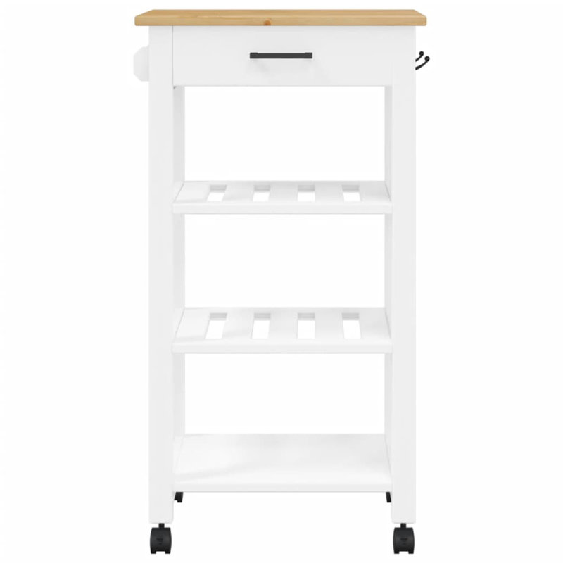 Solid Wood Bar Cart, White