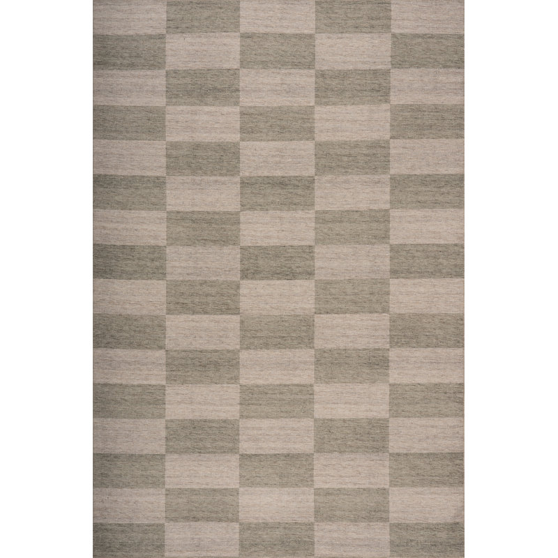  Lysara Checkered Washable Rug, Rectangle 6'7" x 9', Green