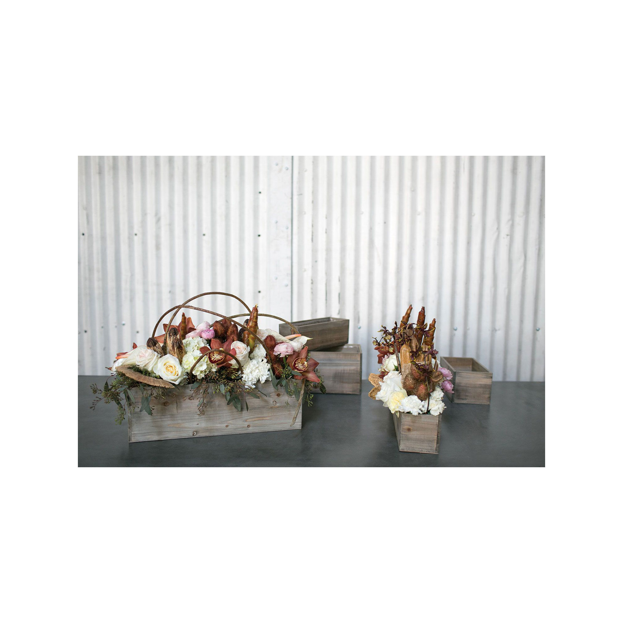 Tariah Handmade Wood Planter Box, 5.75" H x 18.25" W x 6.5" D, Light Brown