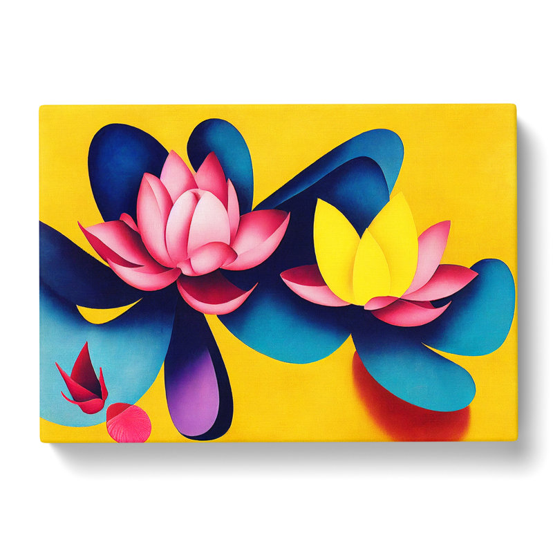 Lotus Flowers Abstract - Wrapped Canvas, 35cm H x 50cm W x 3cm D