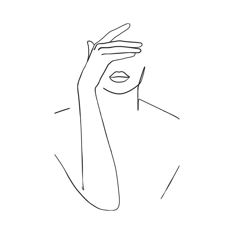 Dame qui se cache le visage, H 12 po x l 8 po x P 0,75 po