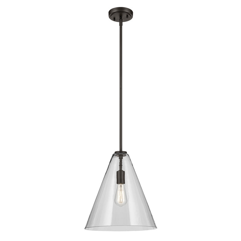 15.5" 1-Light Cone Pendant with Clear Glass, Bronze