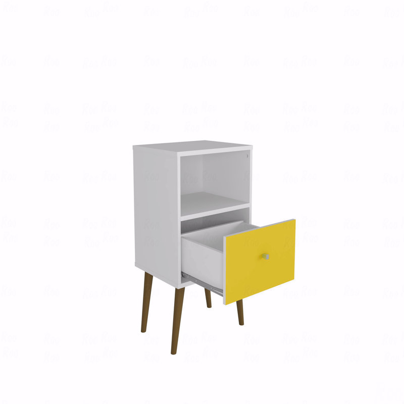 Table de chevet, Jaune / Blanc