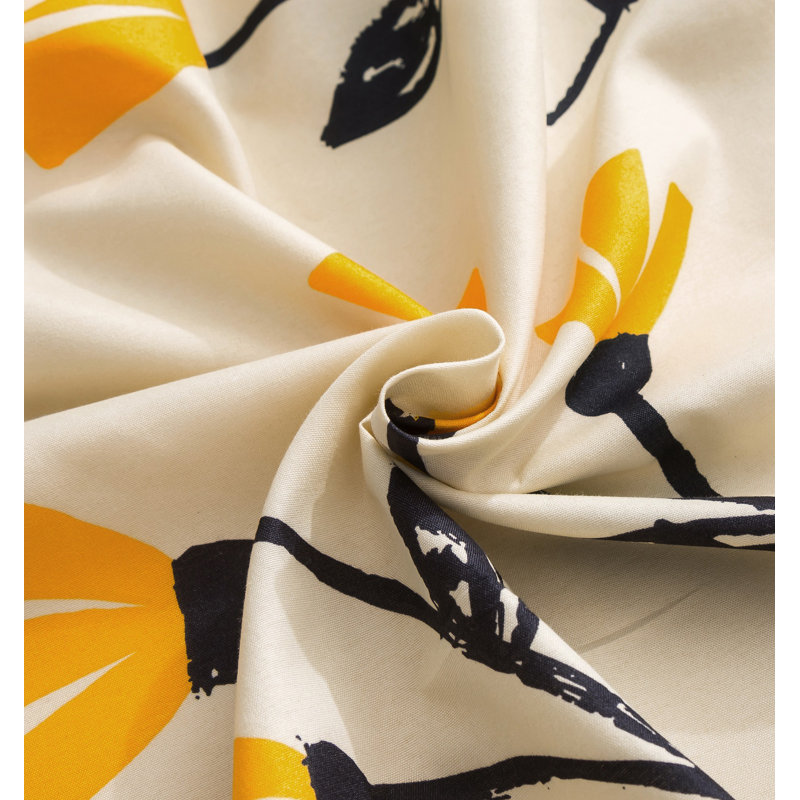 Ensemble de draps tulipes crème et jaunes, Ensemble de drap pour lit très grand avec drap-ho