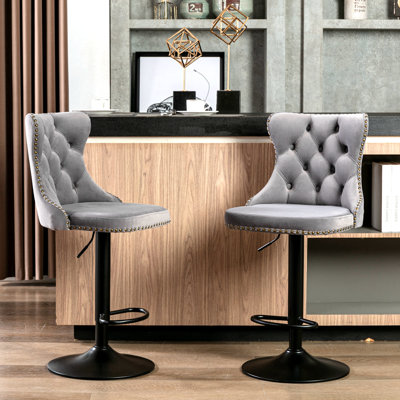 Emmariah Swivel Adjustable Height Bar Stool -  Rosdorf Park, A8AE88ED51EE4883BA92C749E13E8335