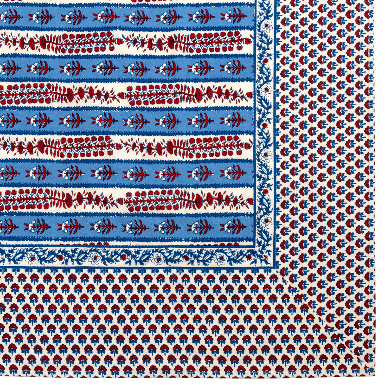 Charlemont Floral Tablecloth, Square 71", Blue/Red