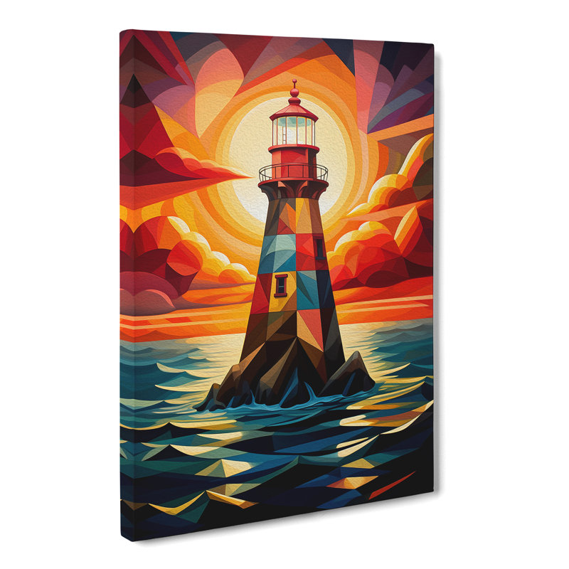 Lighthouse Geometric - No Frame Print, 76cm H x 50cm W x 3cm D
