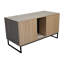 Maison pour chat moderne, 46,89 po x 21,26 po, 26,39 po, 76,4 lb, avec tapis à griffes, convient aux grands espaces intérieurs, panneau de particules et profondeur de la maison, résiste au jeu actif, brun