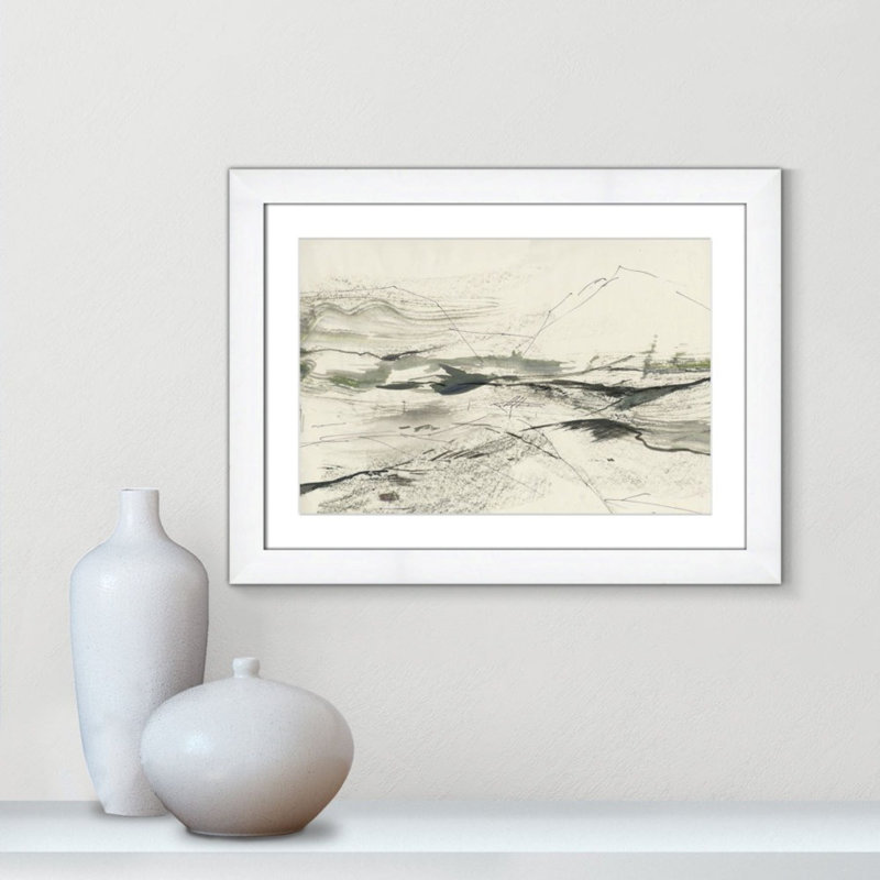 " Green Sketches " by PI Studio, Blanc, Cadre blanc en forme de cube blanc, H 18,5 po x l 24,5 po x P 1,25 po