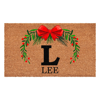 Paillasson couronne de Noël personnalisé, lettre L