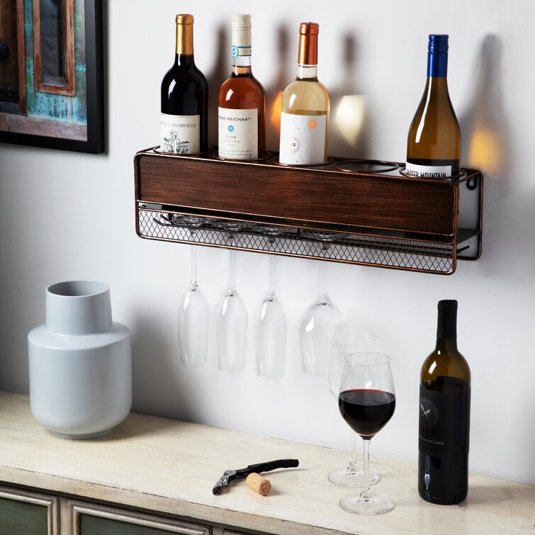 Étagère à vin pour comptoir, 6 bouteilles de vin et 2 supports de verres  pour comptoir, support de vin en bois, étagère à vin de table, pour  décoration de maison et de