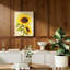 Tournesol, art mural sur toile, tournesol rétro, floral jaune, cadre en bois massif, 16 po x 24 po