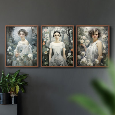 Feminine Series CIX  -Set Of 3 Framed Giclee Prints -Ready to Hang